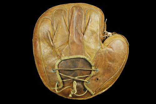 c. 1890's Hook & Eye Back Catchers Mitt Back
