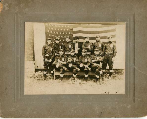 Base Ball Team With Flag in Background 1913