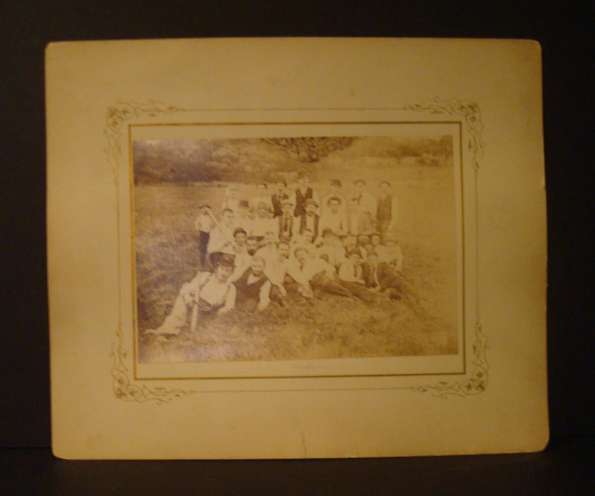 Early Base Ball Players Sitting on Field with Equipment 1