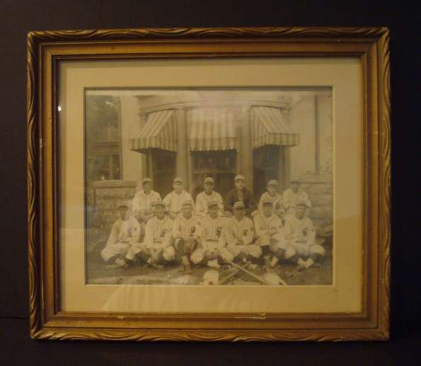 Early Base Ball Team in Front of Awnings