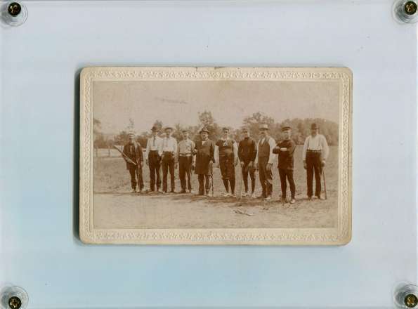 Early Base Base Ball Team on Field with Equipment