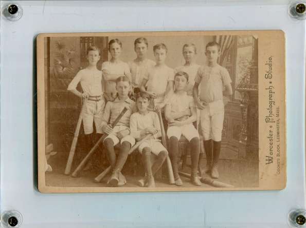 Early Boys Base Ball Team with Bats and Ball No Gloves Leominster, MA Studio