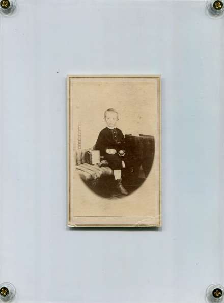 Early Studio Portrait of Boy Holding a Baseball New Liberty, KY Studio 1870