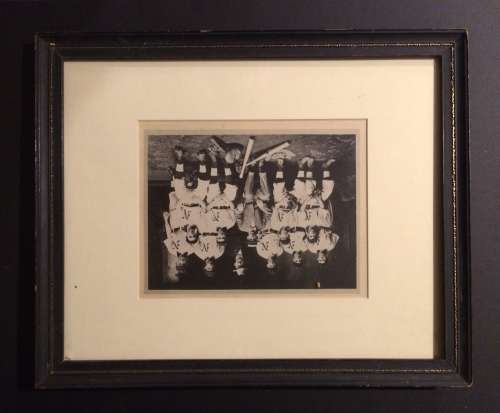 Early Base  Ball Team with N on Full Collar Uniforms and Lots of Equipment