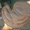 Early 1900's Grommet Web Crescent Catchers Mitt Youth Brown Front