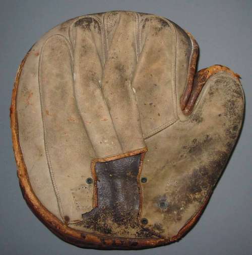 Early 1900's Hook & Eye Back Catchers Mitt Back
