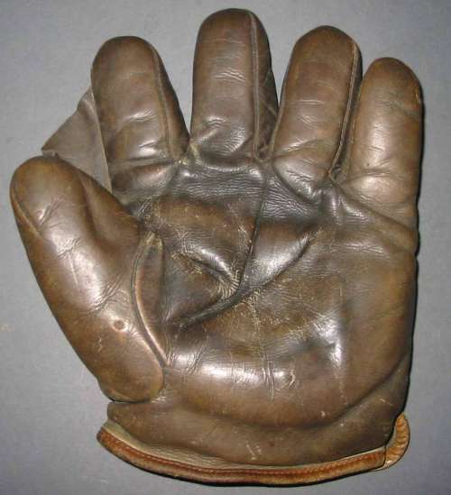 Early 1900's Raised Heel Asbestos Full Web Glove Front