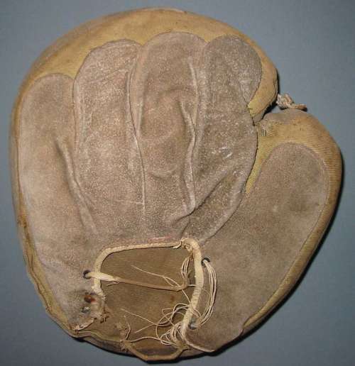 Early 1900's Hook & Eye Back Catchers Mitt Back