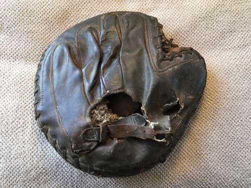 Early 1900's Grommet Web Crescent Catchers Mitt Back