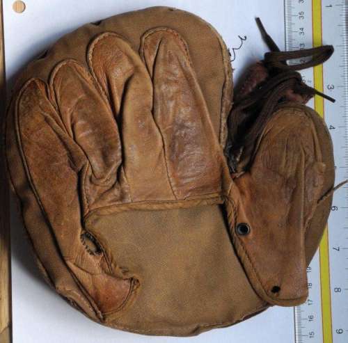 Early 1900's Hook and Eye Back Catchers Mitt Back
