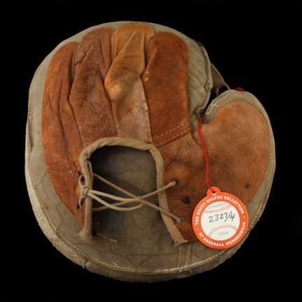 Early 1900's Lace Back Buckskin Catchers Mitt Back