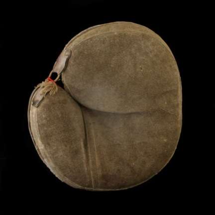 Early 1900's Lace Back Buckskin Catchers Mitt Front