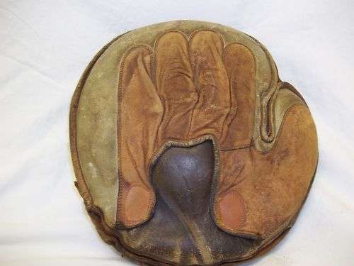 Early 1900's Sewn Palm Catchers Mitt No Buckle Back Back
